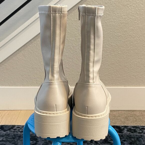 Public Desire Cream Heeled Boots - Picture 4 of 8